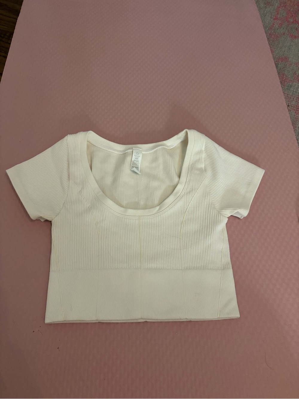 Aeropostale Ivory Ribbed Scoop Neck Crop Top